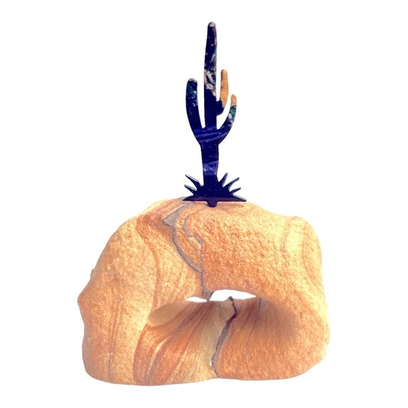 Sandstone Rock Art with Cactus plant - Picture 1 of 8